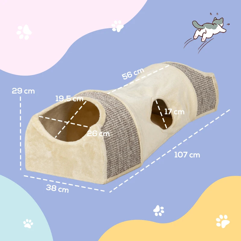 Nancy's Ossela Kattentunnel - Speeltunnel voor Katten - Kattenhuis - Beige - ± 105 x 40 x 30 cm