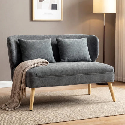 Nancy's Sepino 2-Zitsbank - Tweezitsbank - Woonkamerbank - Zitbank - Grijs - Chenille - ± 115 x 65 x 80 cm