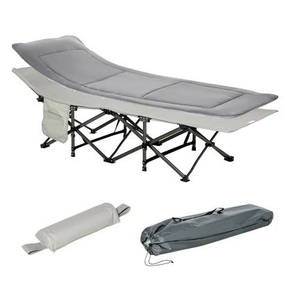 Nancy's Zamora Campingbed - Stretcher - Veldbed - Grijs - ± 190 x 65 x 55 cm