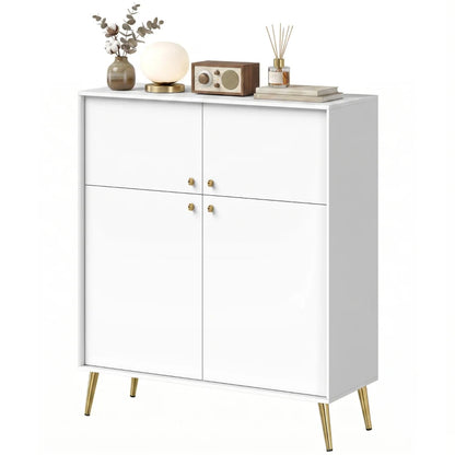 Nancy's Tenno Commode - Dressoir - Opbergkast - Crème / Goud - ± 105 x 40 x 125 cm