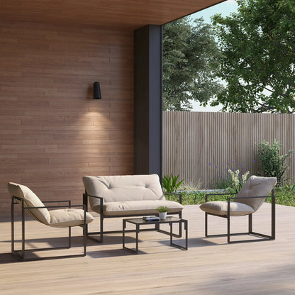 Nancy's Corfino Tuinset - 4-Delige Buiten Set - Tuinmeubelset - Grijs / Beige