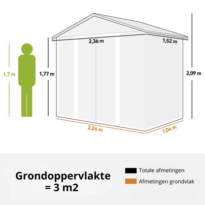 Nancy's Galluzzo Opbergschuur - Tuinschuur - Bruin - Staal - ± 150 x 235 x 175/210 cm