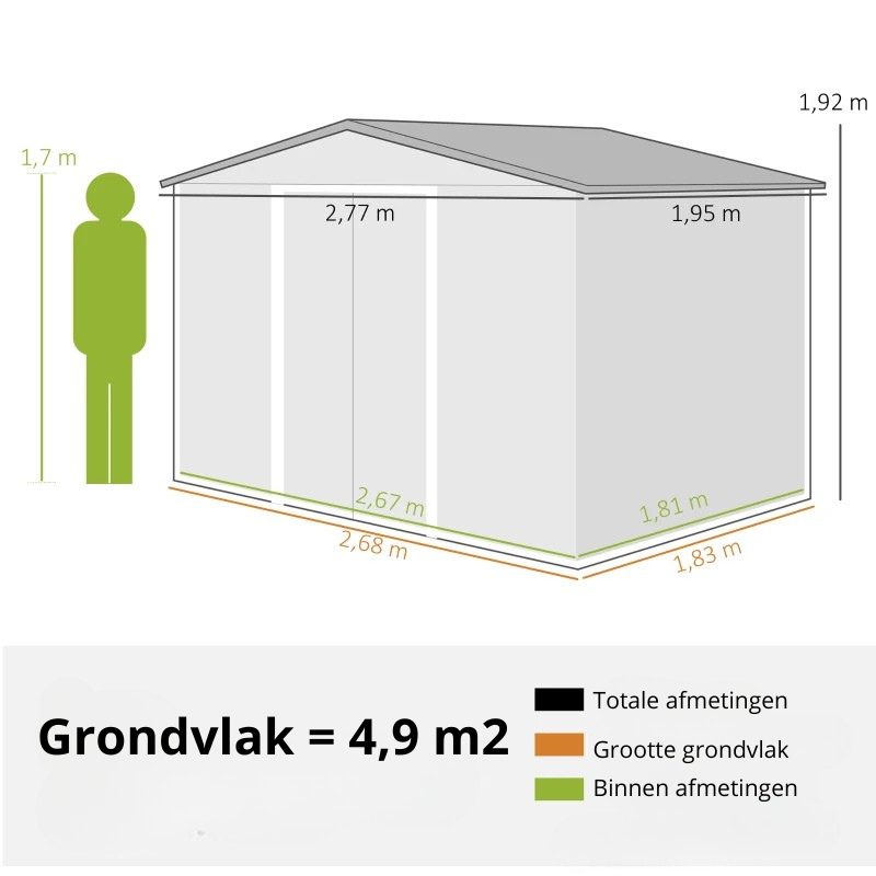 Nancy's Montaione Opbergschuur - Tuinhuisje - Schuur - Gereedschapsschuur - Grijs - Staal - ± 275 x 195 x 190 cm