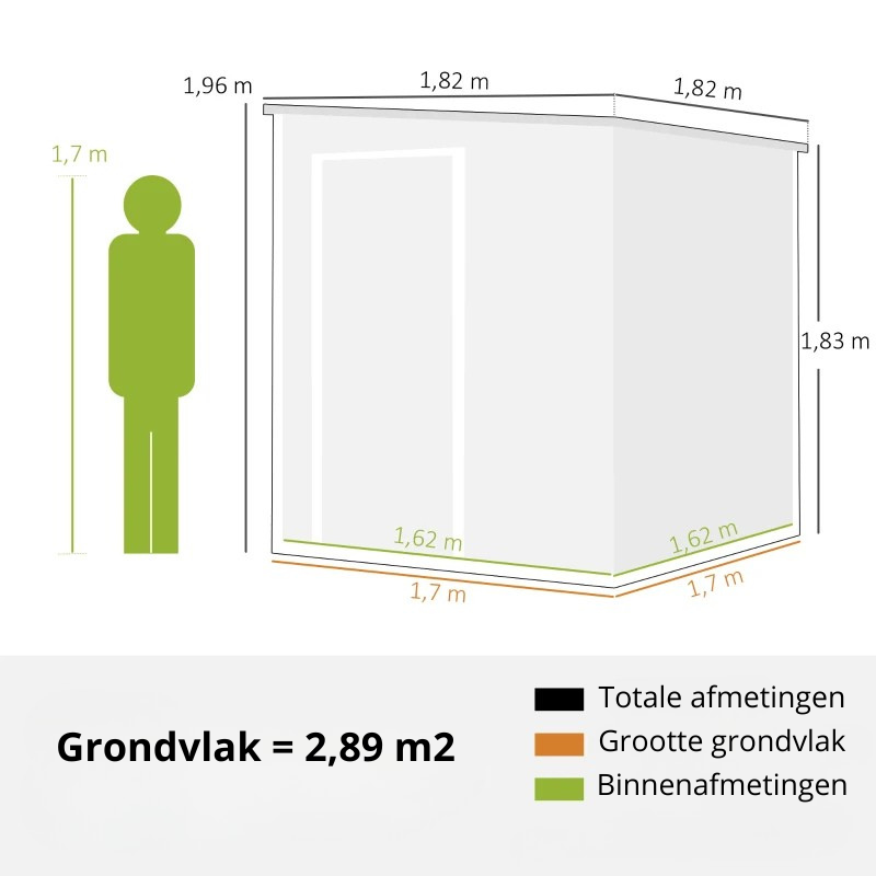 Nancy's Sacile Opbergschuur - Gereedschapsschuur - Tuinschuur - Grijs - Aluminium - 182 x 182 x 196/183 cm
