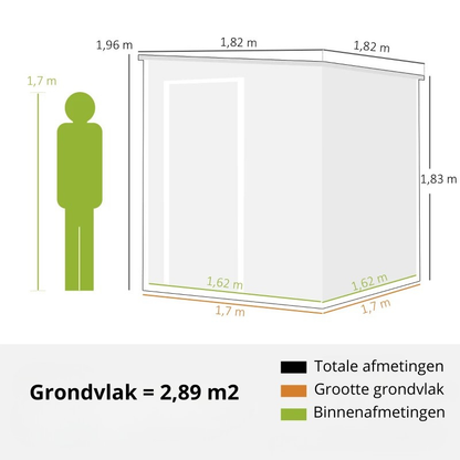 Nancy's Sacile Opbergschuur - Gereedschapsschuur - Tuinschuur - Grijs - Aluminium - 182 x 182 x 196/183 cm