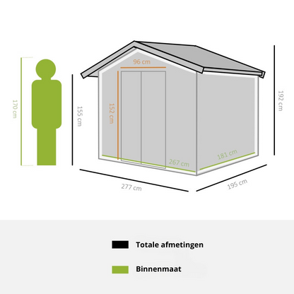 Nancy's Hereford Storage shed - Garden shed - Tool shed - Green - ± 195 x 280 cm