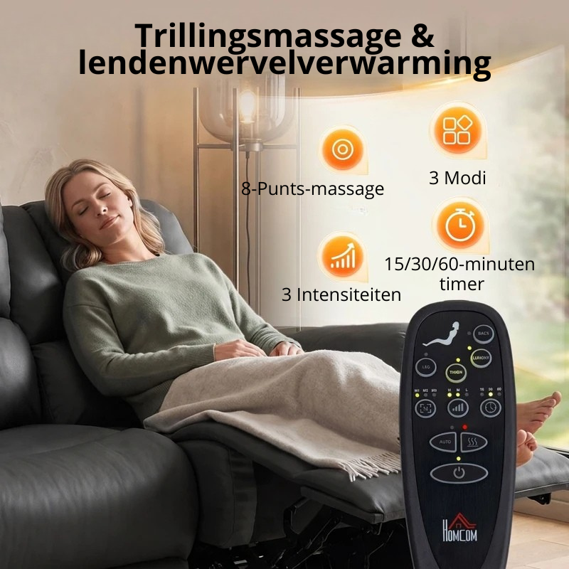 Nancy's Valpelline Dubbele Massagestoel - Massagefauteuil - Bioscoopstoel - Relaxfauteuil - 2 Personen - Grijs - Kunstleer