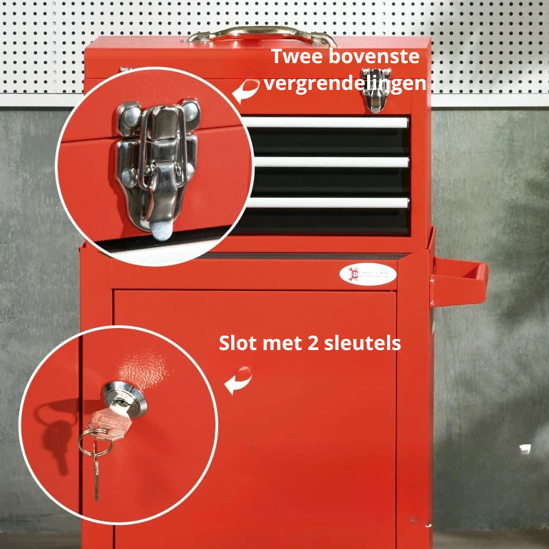 Nancy's Nembro Gereedschapskist - Gereedschapswagen - Werkplaatswagen - Rood - Staal - ± 45 x 30 x 95 cm