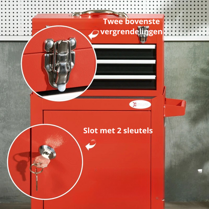 Nancy's Nembro Gereedschapskist - Gereedschapswagen - Werkplaatswagen - Rood - Staal - ± 45 x 30 x 95 cm