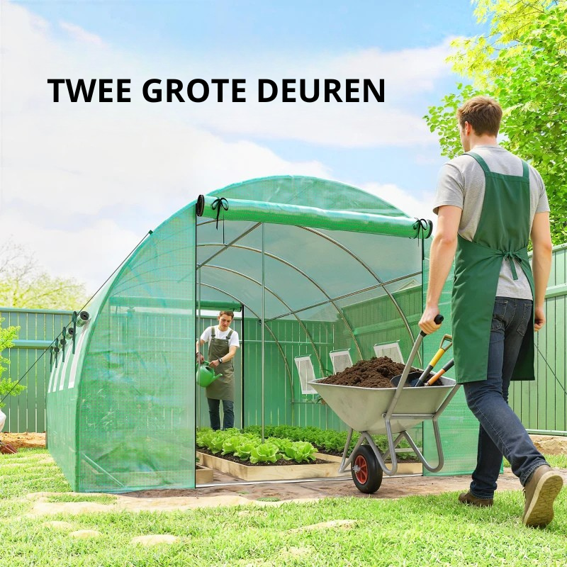 Nancy's Pizzo Tuinkas - Kweekkas - Plantenkas - Tunnelkas - UV-Bestendig - Waterafstotend - Groen - 400 x 295 x 200H cm