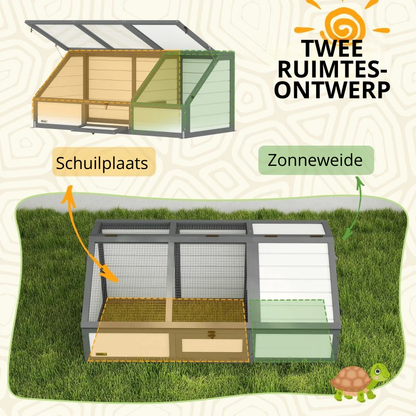 Nancy's Nibbiano Schilpaddenhuis - Schilpaddenverblijf - Schildpadhuis - Wit - Dennenhout - 120L x 55B x 20/50H cm