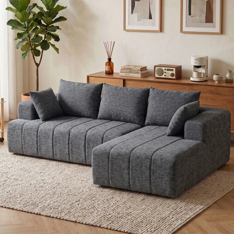 Nancy's Terlan Hoekbank - Slaapbank - Chaise Longue - Grijs - Chenille - ± 255 x 160 x 85 cm