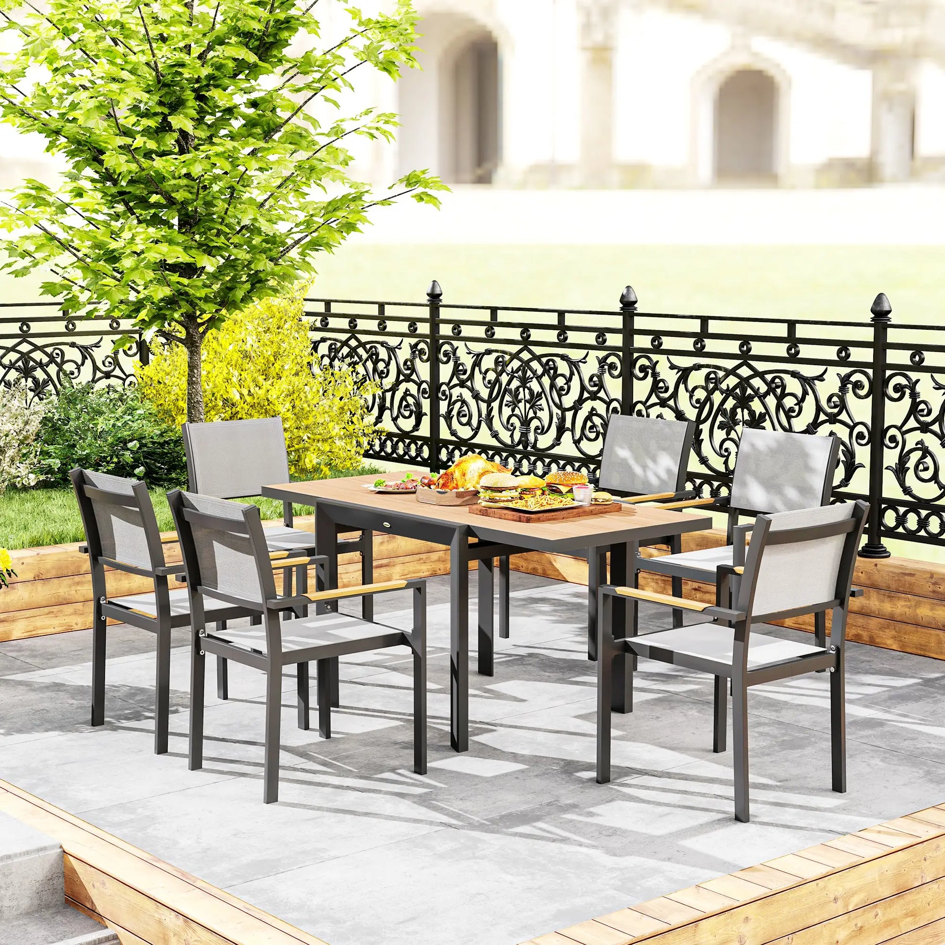 Nancy's Cornaredo Tuintafel - Terrastafel - Eettafel voor Buiten - Uitschuifbaar - Hout / Grijs - ± 80/160 x 80 x 75 cm