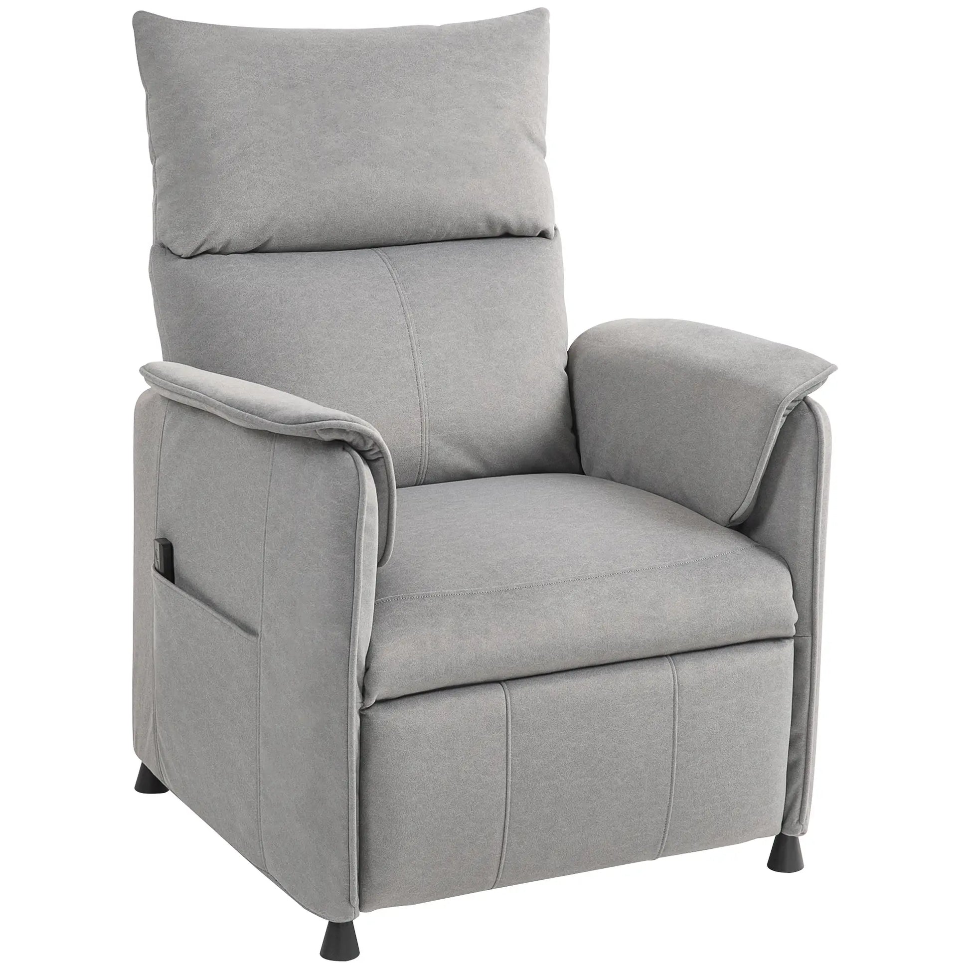Nancy's Gignese Elektrische Fauteuil - Relaxfauteuil - Grijs - Fluweel