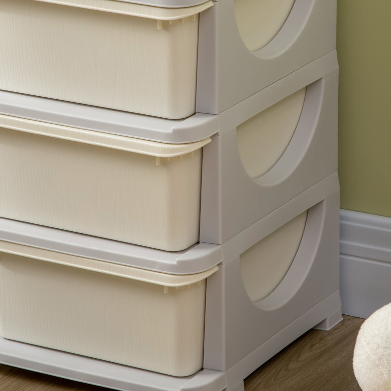 Nancy's Preston Opbergkast voor Kinderen - Speelgoed Organizer - Ladekast - Crème Wit / Grijs - ± 75 x 40 x 55 cm