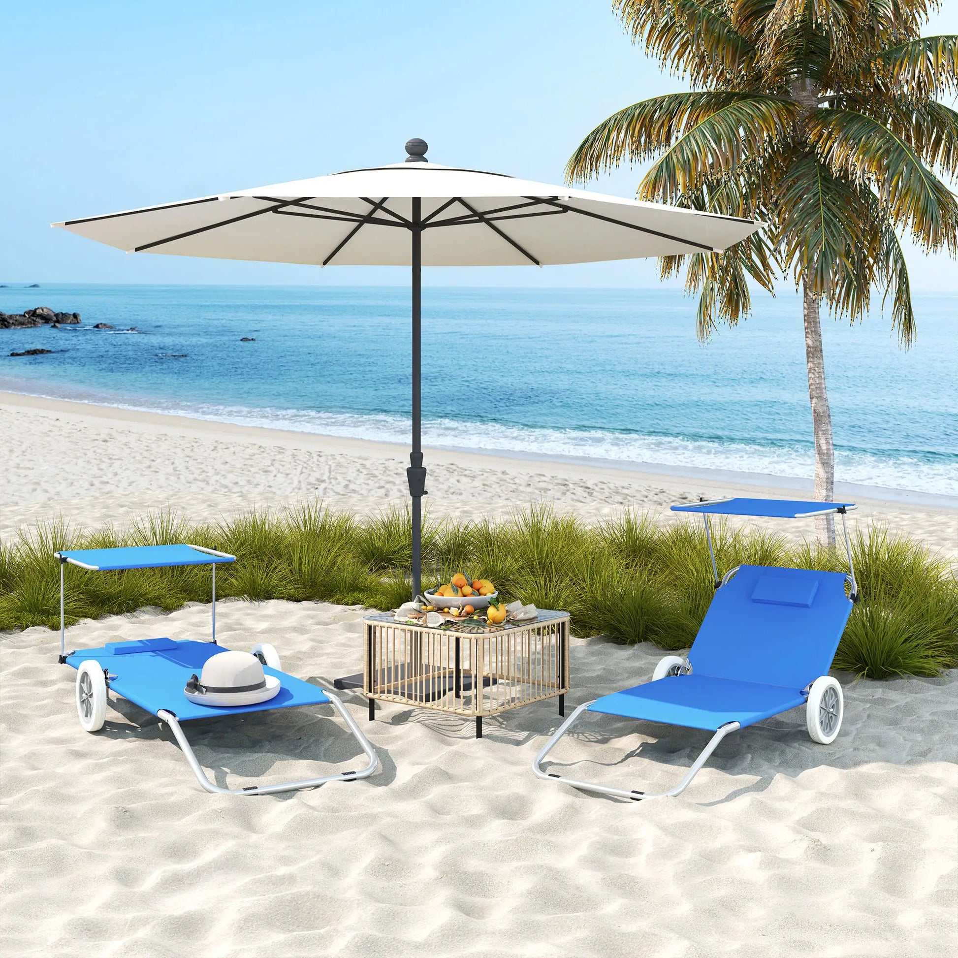 Nancy's Cremolino Strandligstoelen - Strandstoelen - Campingstoelen - Set van 2 - Blauw