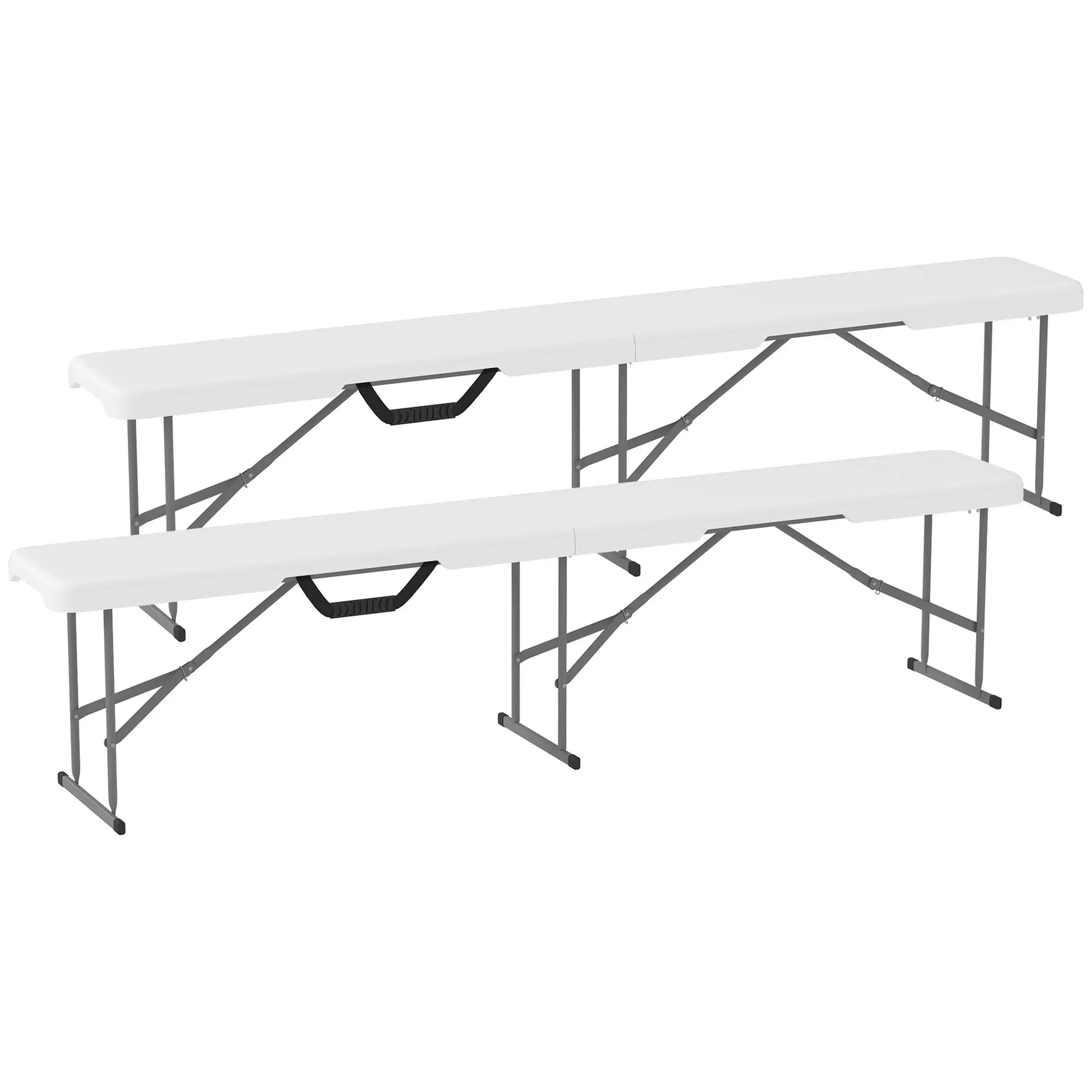 Nancy's Corsanico Campingbanken - Picknickbanken - Set van 2 - Opvouwbaar - Wit - ± 180 x 30 x 40 cm