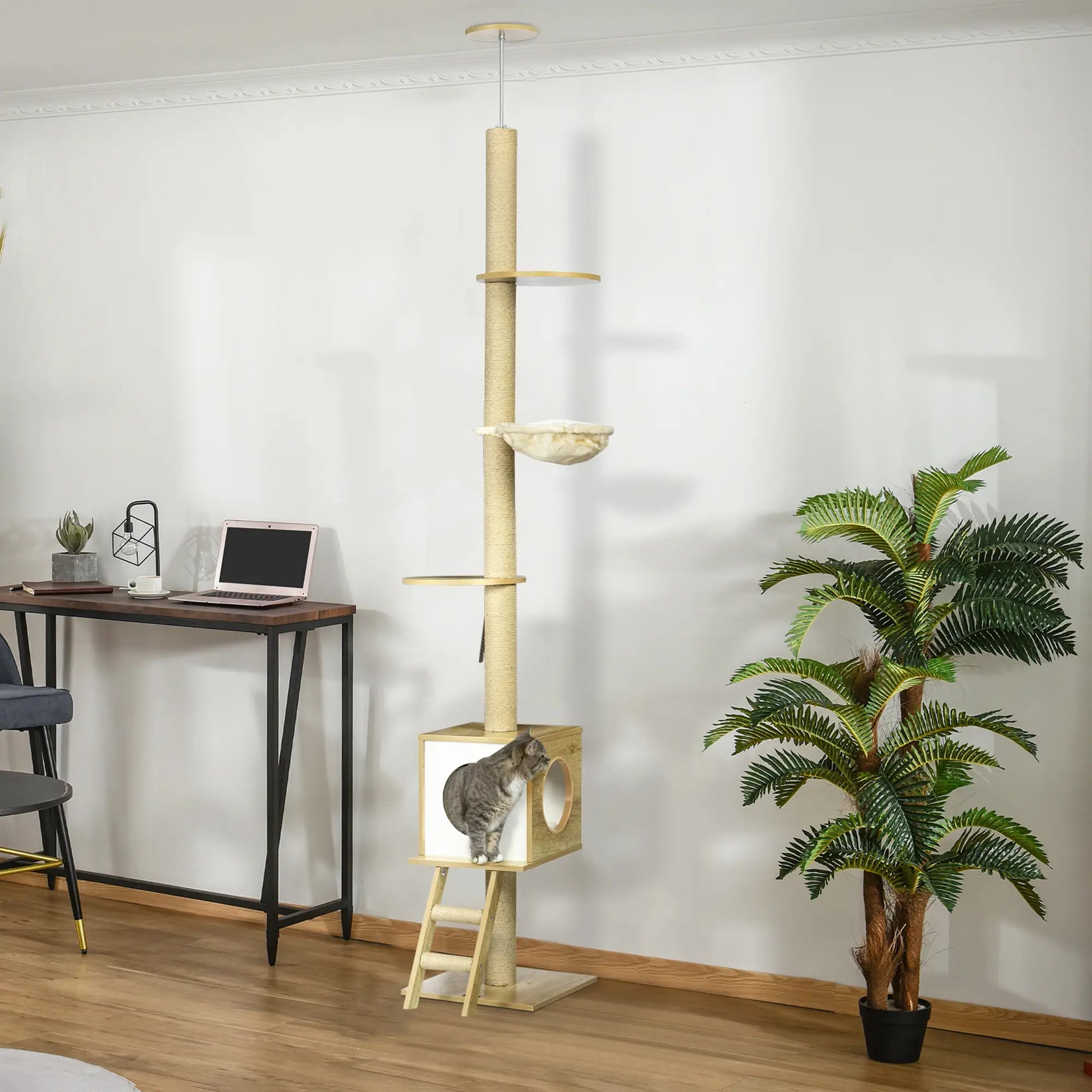 Nancy's Collio Krabpaal - Kattenboom - Kattenhuis - Beige - Jute - ± 40 x 40 x 240-260 cm