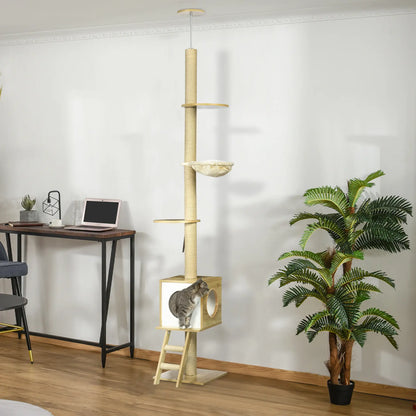 Nancy's Collio Krabpaal - Kattenboom - Kattenhuis - Beige - Jute - ± 40 x 40 x 240-260 cm