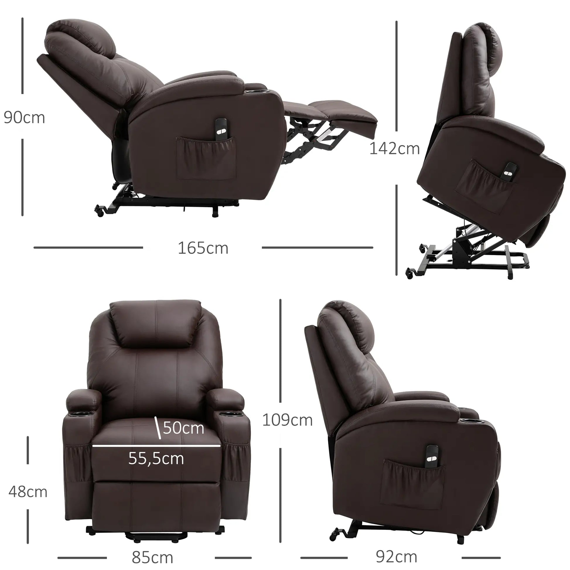 Nancy's Mazouco Sta op stoel - Opsta stoel - Seniorenstoel - Relaxfauteuil - Koffiebruin - Kunstleer