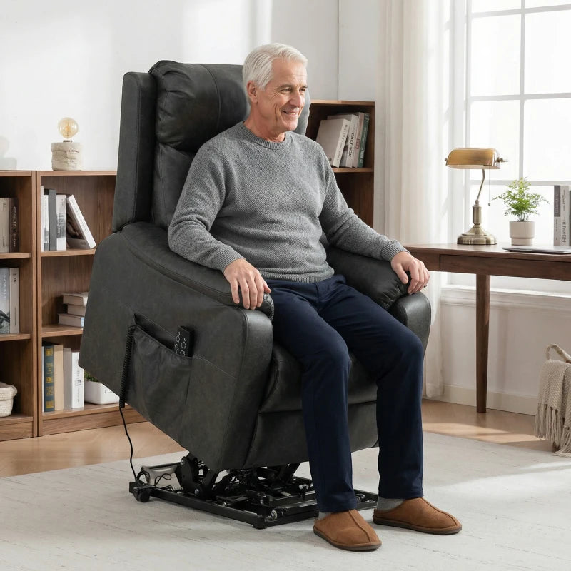Nancy's Roncone Sta op Stoel - Opsta Stoel - Seniorenstoel - Elektrische Fauteuil - Zwart - Kunstleer