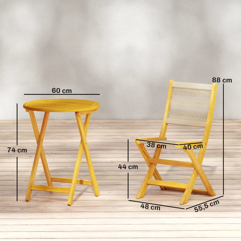 Nancy's Sarentino Bistroset - Balkonset - Tuinset - 3-Delig - Opvouwbaar - Hout / Beige - Acaciahout