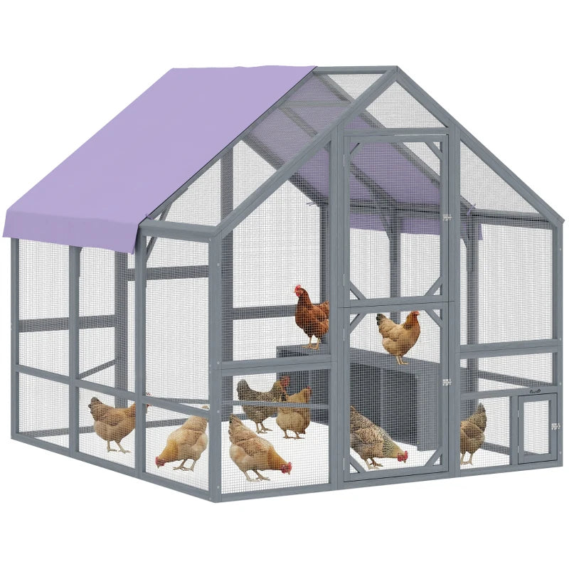 Nancy's Taleggio Kippenhok - Kippenren - Dierenverblijf - Donkergrijs / Paars - Sparrenhout - ± 210 x 185 x 185 cm