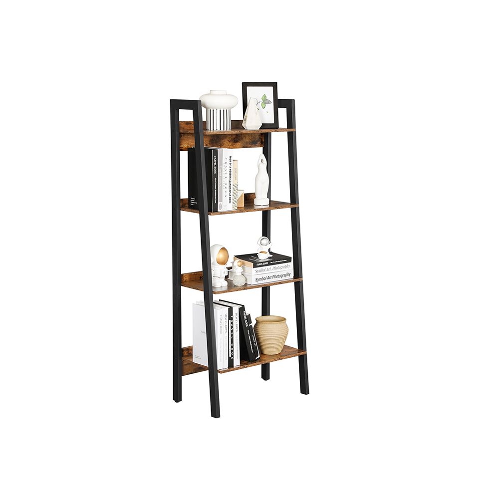Nancy's Harvey Book Rack - Ladder Cabinet - Standing Bookcase 4 Tiers - Industrial - Brown - 56 x 34 x 137.5 cm (L x W x H)