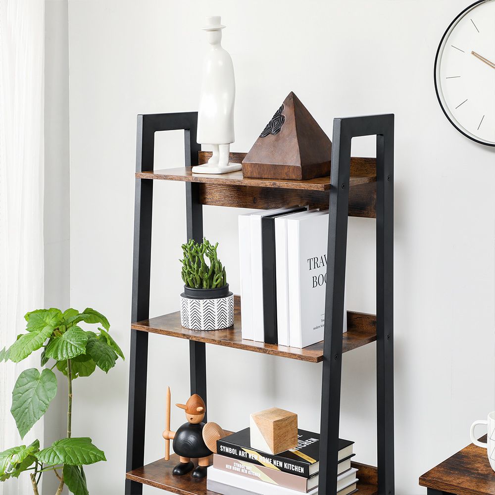 Nancy's Harvey Boekenrek - Ladderkast - Staande Boekenkast 4 Laags - Industrieel - Bruin - 56 x 34 x 137,5 cm L x B x H
