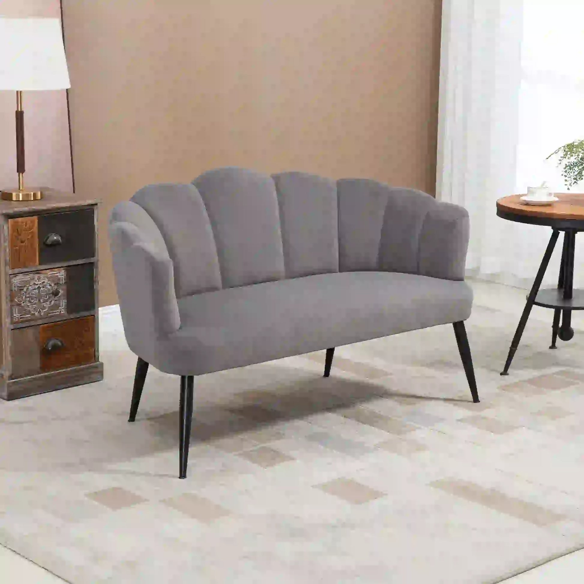 Nancy's Laurino 2-Zitsbank - Zitbank - Donkergrijs - Fluweel - ± 130 x 65 x 80 cm