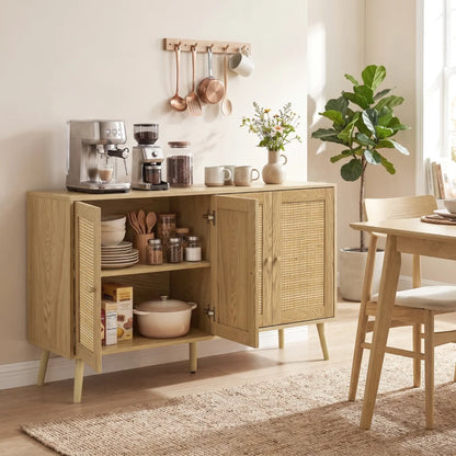 Nancy's Telve Dressoir - Opbergkast - Sideboard - Boho Stijl - Natuurlijk hout - 140 x 40 x 75 cm