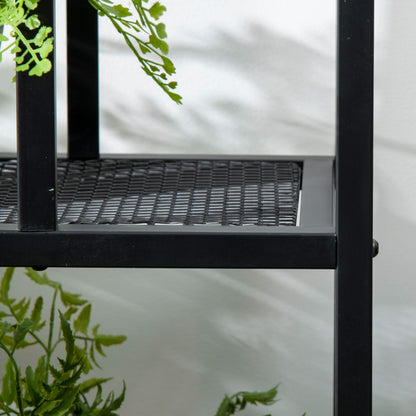 Nancy's Leganes Plant rack - Flower rack - Plant stairs - Flower stairs - Black - ± 90 x 25 x 80 cm