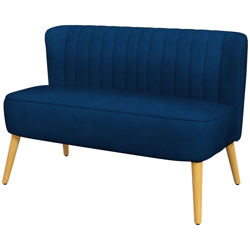 Nancy's Hessie Retro design 2-seater sofa, wooden legs, 117 cm x 56.5 cm x 77 cm, blue