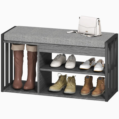 Nancy's Onore Schoenenbank - Schoenenrek - Opbergbank - Grijs - ± 85 x 30 x 45 cm