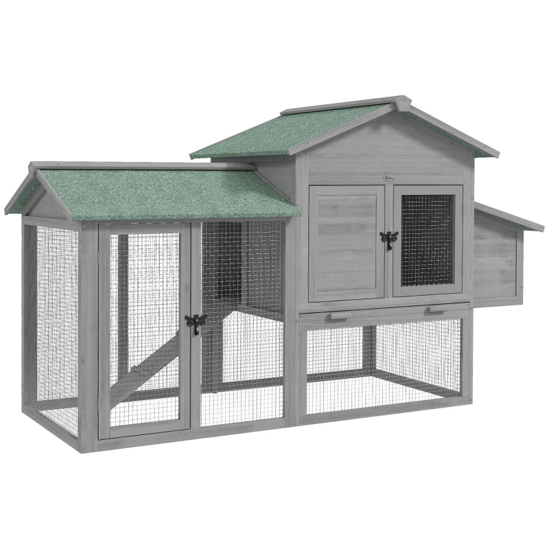 Nancy's Rosora Kippenhok - Kippenren - Weerbestendig - Grijs / Groen - Dennenhout - ± 170 x 75 x 105 cm