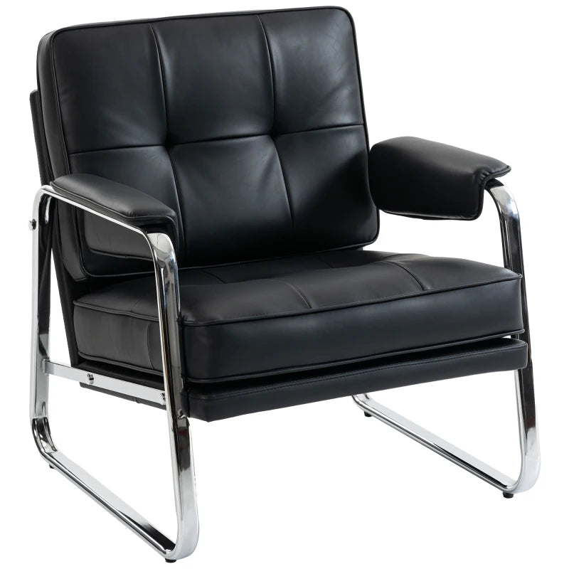 Nancy's Spert Fauteuil - Relaxstoel - Waterafstotend PU-Leer - Zwart / Zilver