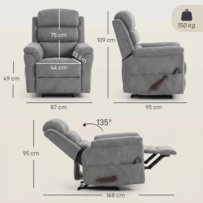 Nancy's Taviano Massagestoel - Massagefauteuil - Relaxfauteuil - Trilmassage en warmte - Grijs - Chenille look