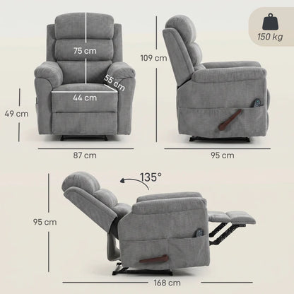 Nancy's Taviano Massagestoel - Massagefauteuil - Relaxfauteuil - Trilmassage en warmte - Grijs - Chenille look