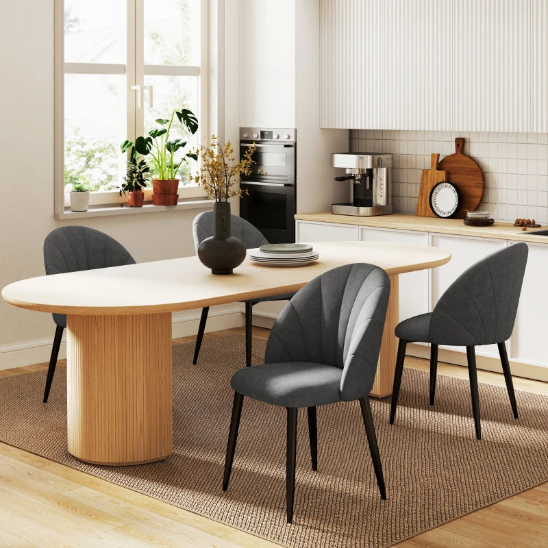Nancy's Montescano Eetkamerstoelen - Set van 4 - Keukenstoelen - Grijs / Zwart - Fluweel