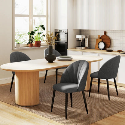 Nancy's Montescano Eetkamerstoelen - Set van 4 - Keukenstoelen - Grijs / Zwart - Fluweel