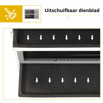 Nancy's Pistoia Dierenverblijf - Dierenhok - Konijnenhok - Weerbestendig - Grijs - Dennenhout - ± 135 x 50 x 95 cm
