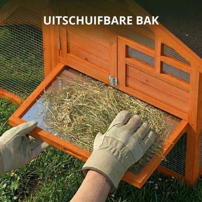 Nancy's Sondrio Konijnenhok - Dierenhok - Binnen en buiten - Sparrenhout - ± 125 x 60 x 90 cm