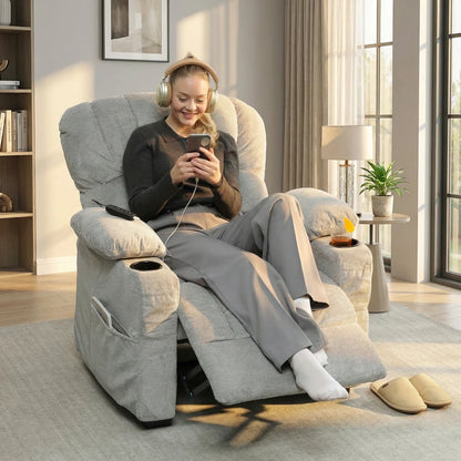 Nancy's Tassullo Elektrische Fauteuil - Relaxfauteuil - Relaxstoel - Kantelbaar - Grijs - Fluweel