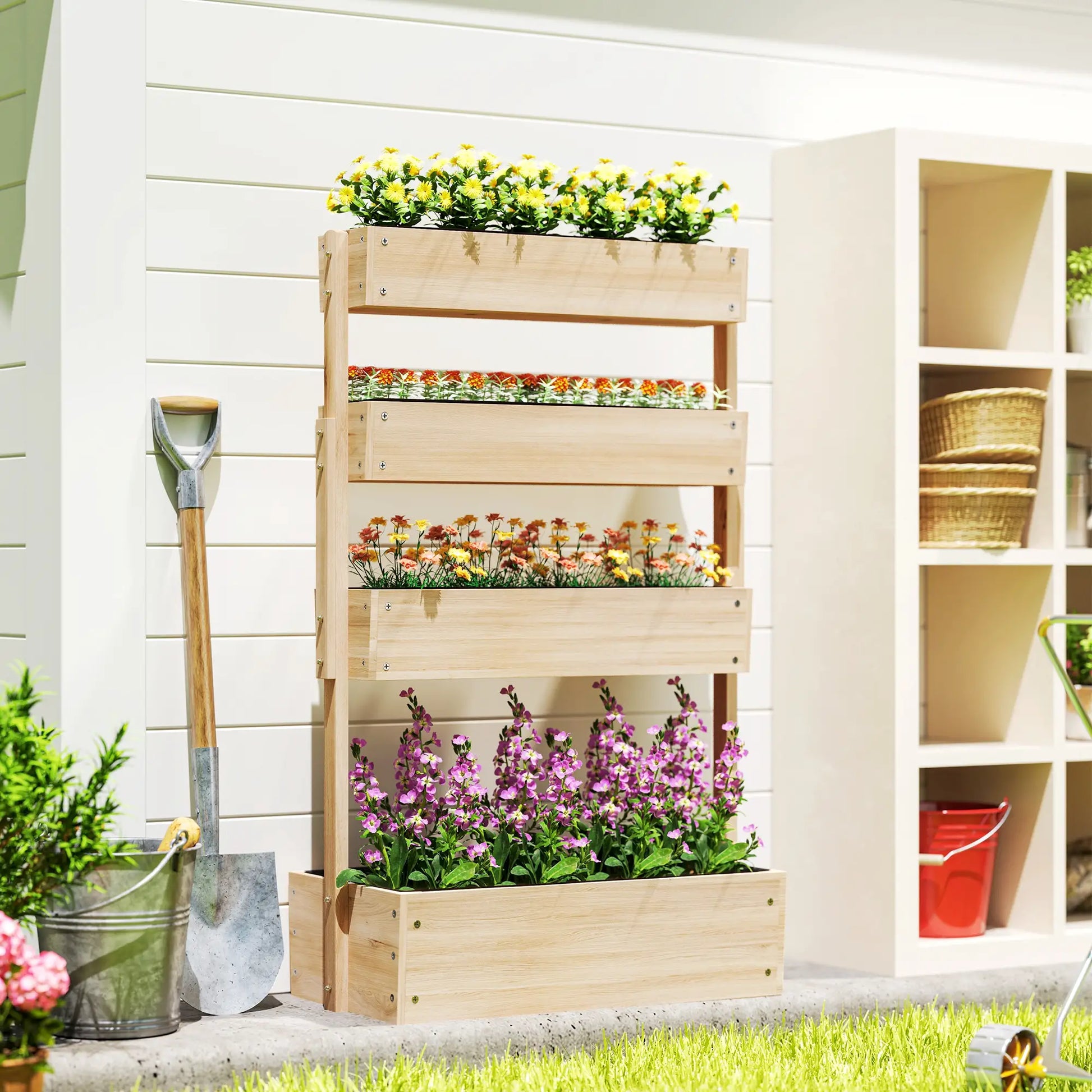 Nancy's Germagnano Plantenbak - Bloembak - Plantenrek - Dennenhout - ± 90 x 45 x 140 cm