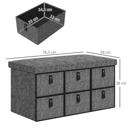 Nancy's Orbassano Schoenenbank - Opbergbank - 6 Lades - Grijs - ± 75 x 40 x 40 cm
