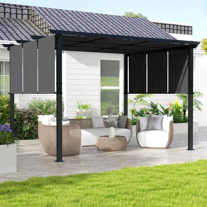 Nancy's Supino Pergola - Tuinpaviljoen - Uitschuifbaar zonnedak - Grijs - ± 355 x 295 x 235 cm