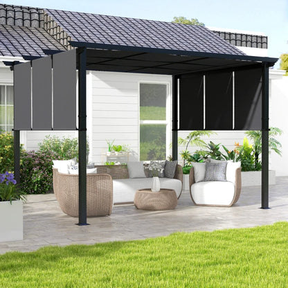 Nancy's Supino Pergola - Tuinpaviljoen - Uitschuifbaar zonnedak - Grijs - ± 355 x 295 x 235 cm