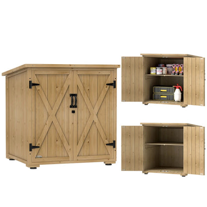 Nancy's Taceno Tuinkast - Opbergschuur - Opbergkast voor buiten - Gereedschapshok - Dennenhout - ± 75 x 90 x 83/90 cm