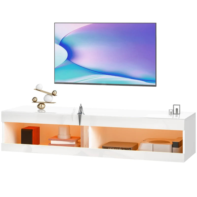 Nancy's Montegallo TV Meubel - TV Kast - Lowboard - LED-Verlichting - Hoogglans Wit - 140 x 40 x 30 cm