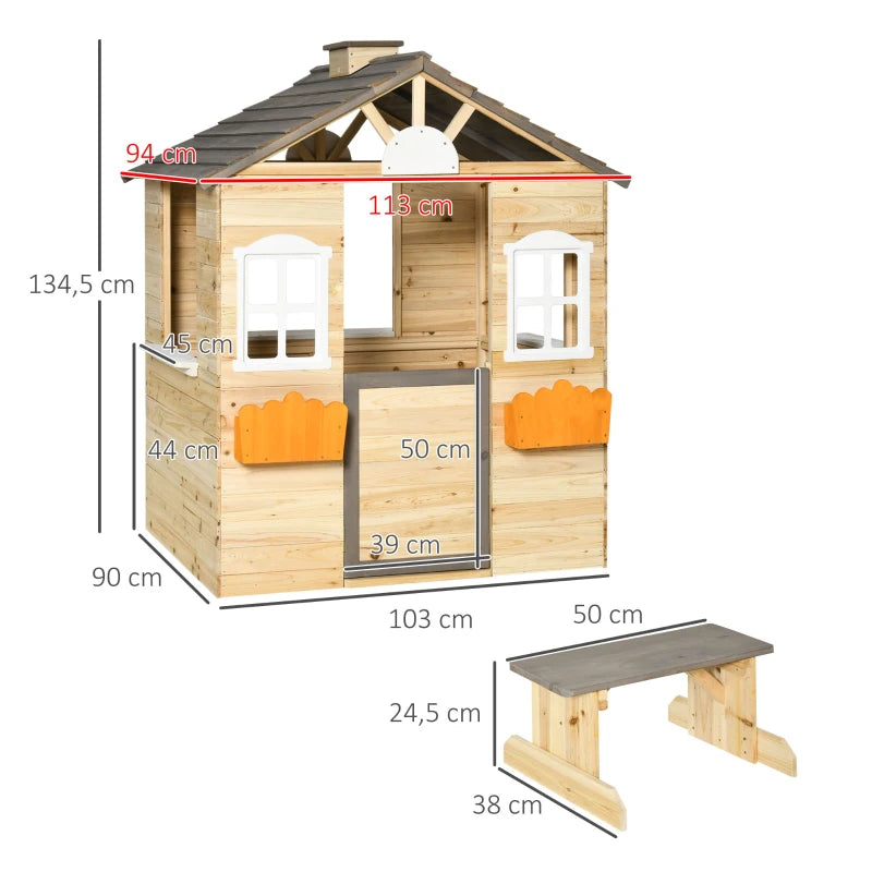 Nancy's Valverde Speelhuisje - Kinder Speelhuis Voor Buiten - Dennenhout - ± 115 x 95 x 135 cm